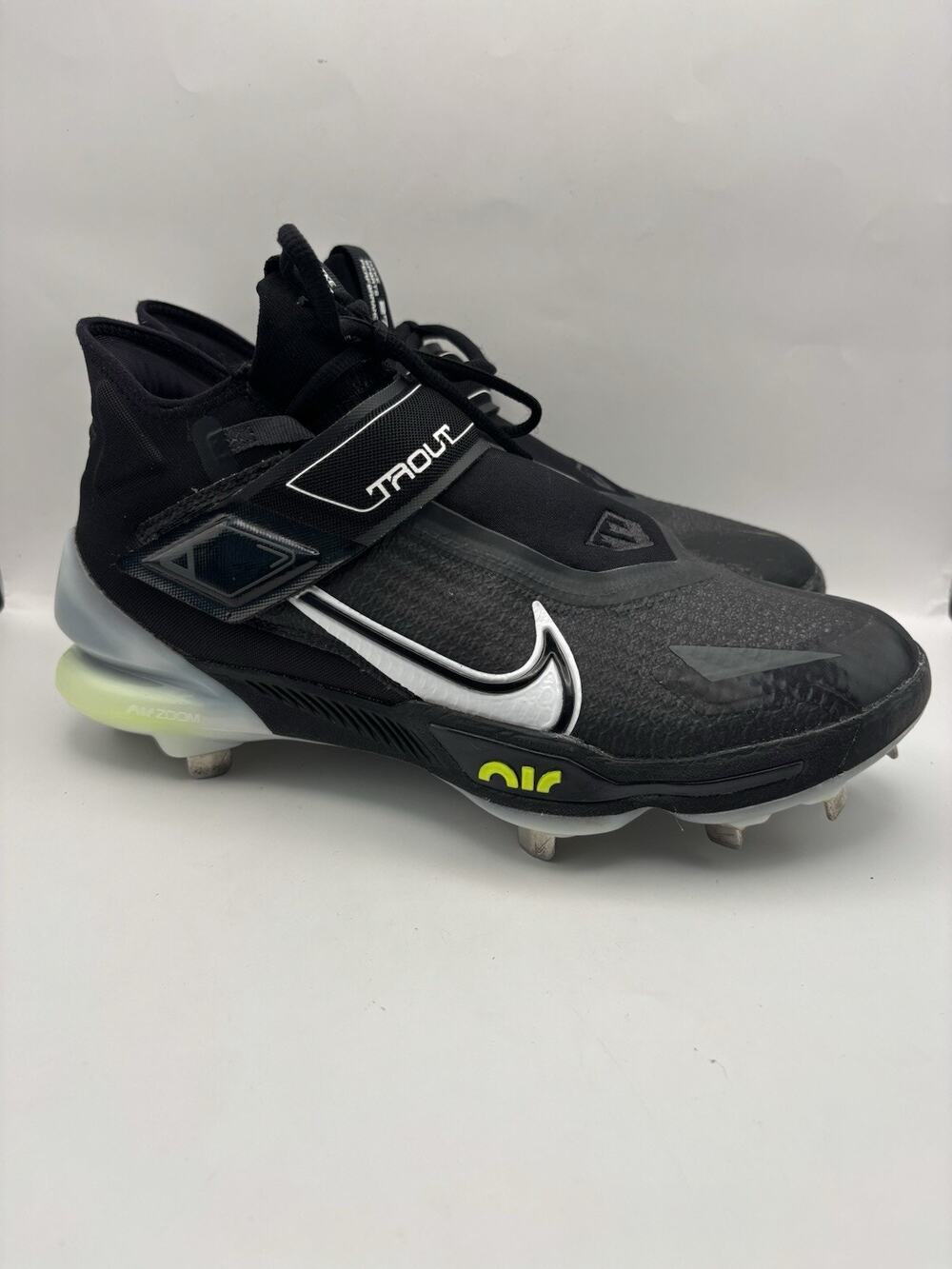 Nike Force Zoom Trout 8 Elite Black White Volt Baseball Cleats Men Size 10
